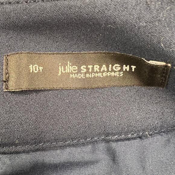 LOFT Julie Straight Dress Chino Trousers Navy Blue Mid Rise 32' Inseam Size 10T - Picture 6 of 11